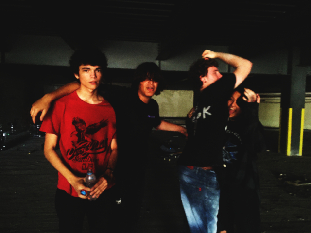 eddy making shae smell his armpit as stephan and yurick look at the camera